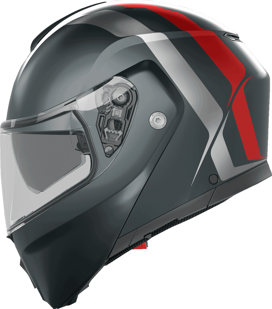 AGV 0100-2409 Streetmodular Helmet - Resia - Matte Gray/Silver/Red - 2XL