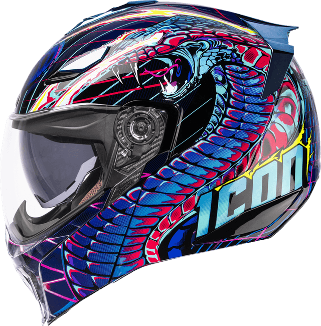 ICON 0100-2729 Threshold™ Modular Helmet - Synthwave Lazer Cobra - Blue - Small — image 2 of 5