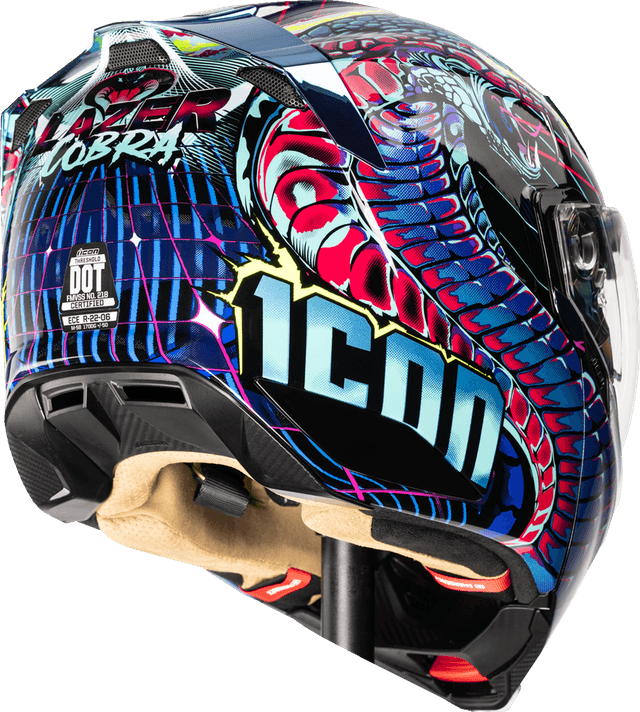 ICON 0100-2729 Threshold™ Modular Helmet - Synthwave Lazer Cobra - Blue - Small — image 3 of 5
