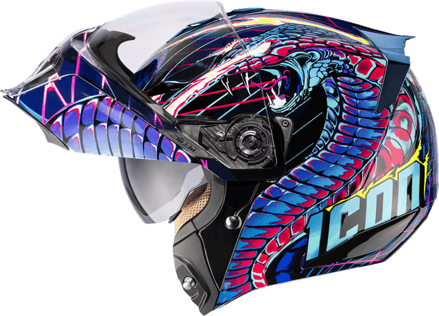 ICON 0100-2732 Threshold™ Modular Helmet - Synthwave Lazer Cobra - Blue - XL — image 4 of 5