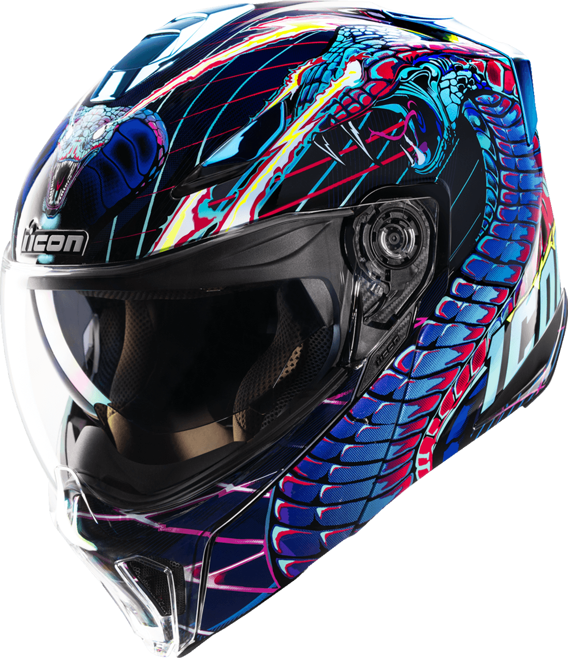 ICON 0100-2734 Threshold™ Modular Helmet - Synthwave Lazer Cobra - Blue - 3XL