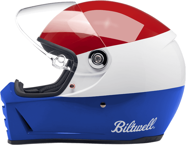 BILTWELL 0101-14347 Lane Splitter Helmet - Podium - Gloss Red/White/Blue - XS — image 5 of 7