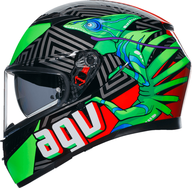 AGV 0101-15517 K3 Helmet - Kamaleon - Black/Red/Green - 2XL — image 4 of 7