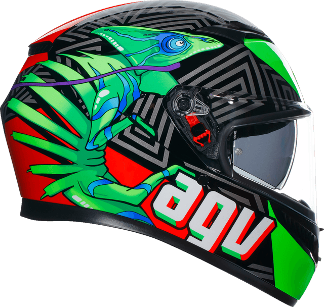 AGV 0101-15517 K3 Helmet - Kamaleon - Black/Red/Green - 2XL — image 5 of 7