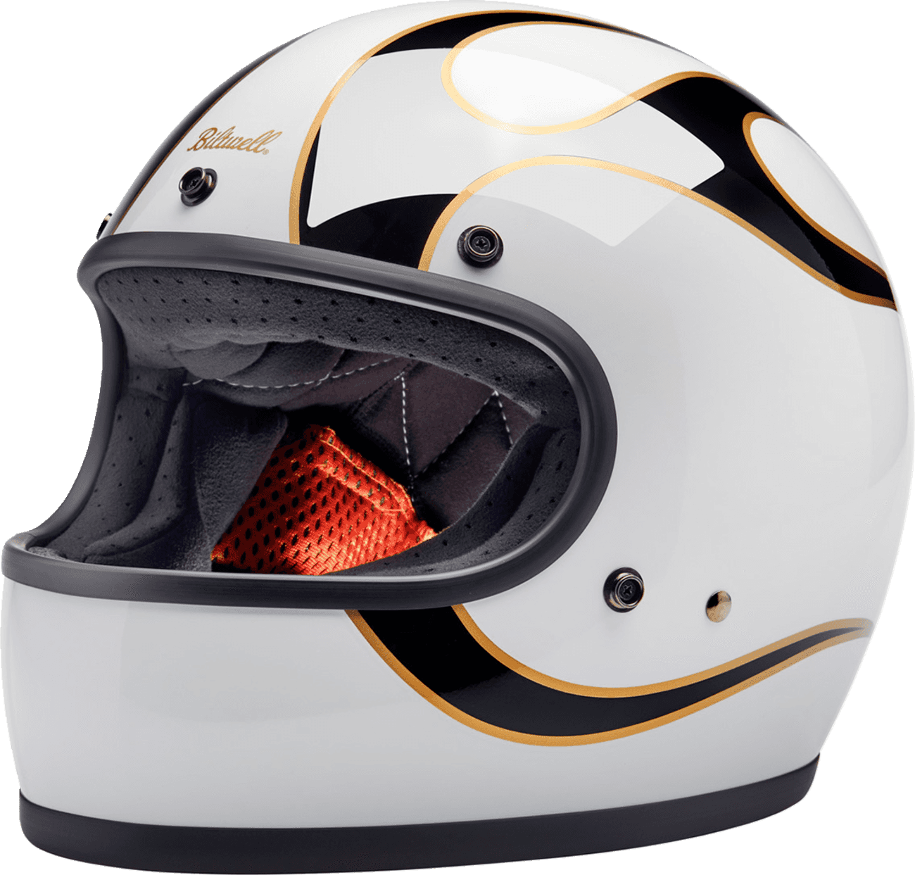 BILTWELL 0101-16332 Gringo Helmet - Flames - White/Black - XS