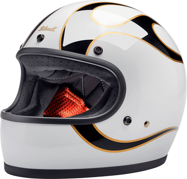BILTWELL 0101-16333 Gringo Helmet - Flames - White/Black - Small — image 1 of 7