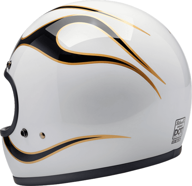 BILTWELL 0101-16333 Gringo Helmet - Flames - White/Black - Small — image 3 of 7