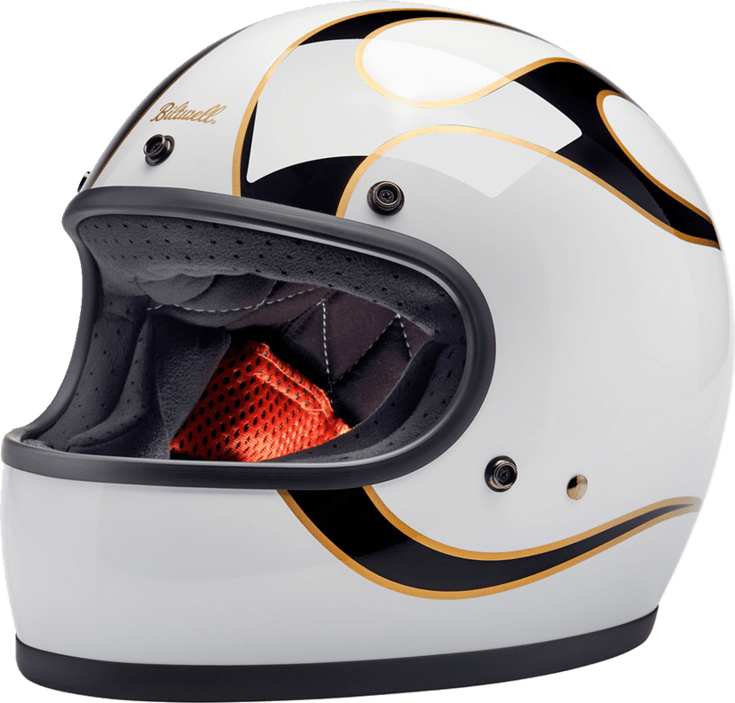 BILTWELL 0101-16585 Gringo Helmet - Flames - White/Black - 2XL — image 1 of 7