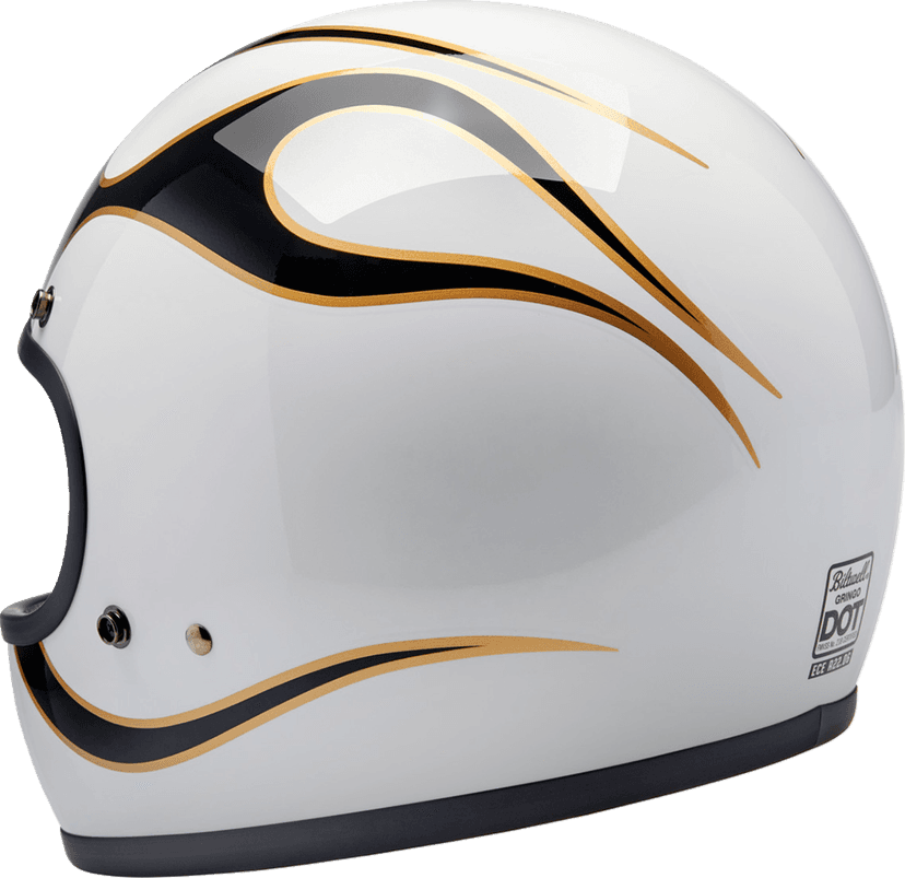 BILTWELL 0101-16585 Gringo Helmet - Flames - White/Black - 2XL — image 4 of 7