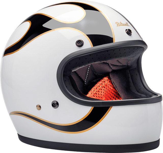 BILTWELL 0101-16585 Gringo Helmet - Flames - White/Black - 2XL — image 6 of 7