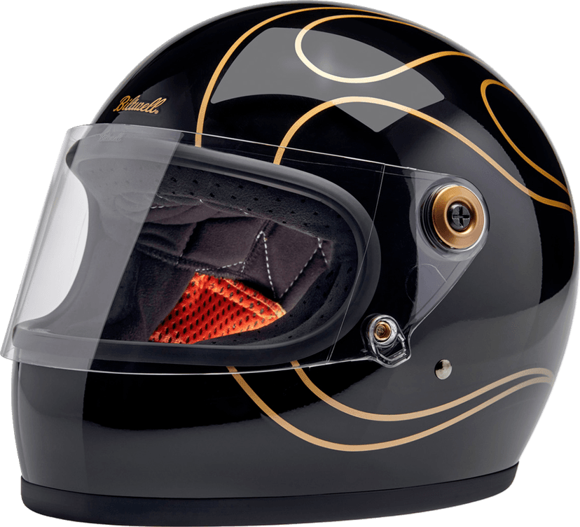 BILTWELL 0101-16615 Gringo S Helmet - Gloss Black Flames - XS — image 1 of 9