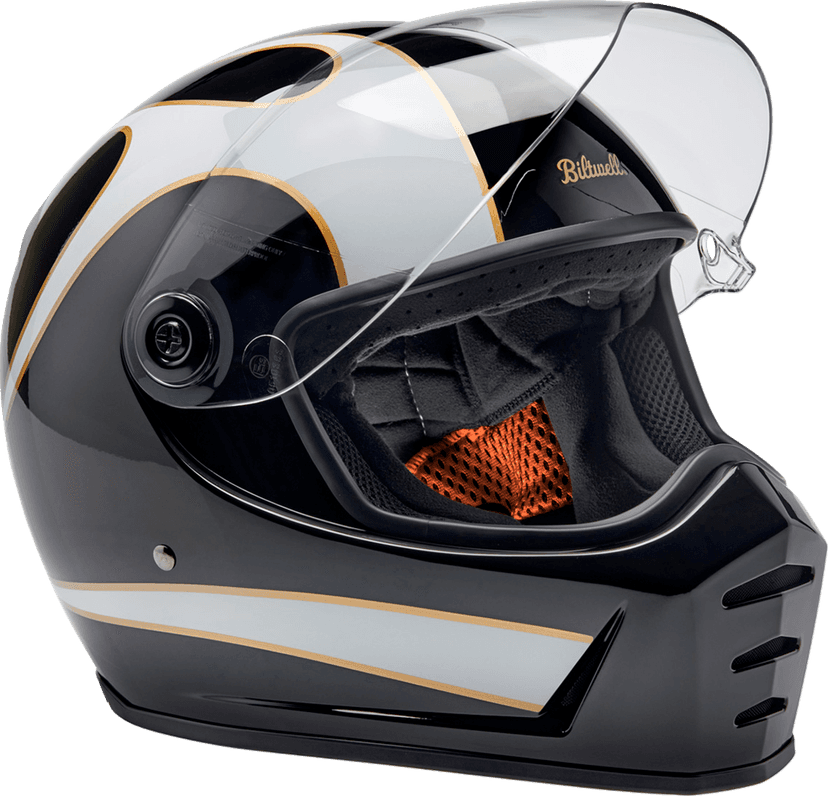 BILTWELL 0101-16728 Lane Splitter Helmet - Gloss Black/White Flames - XS — image 9 of 9