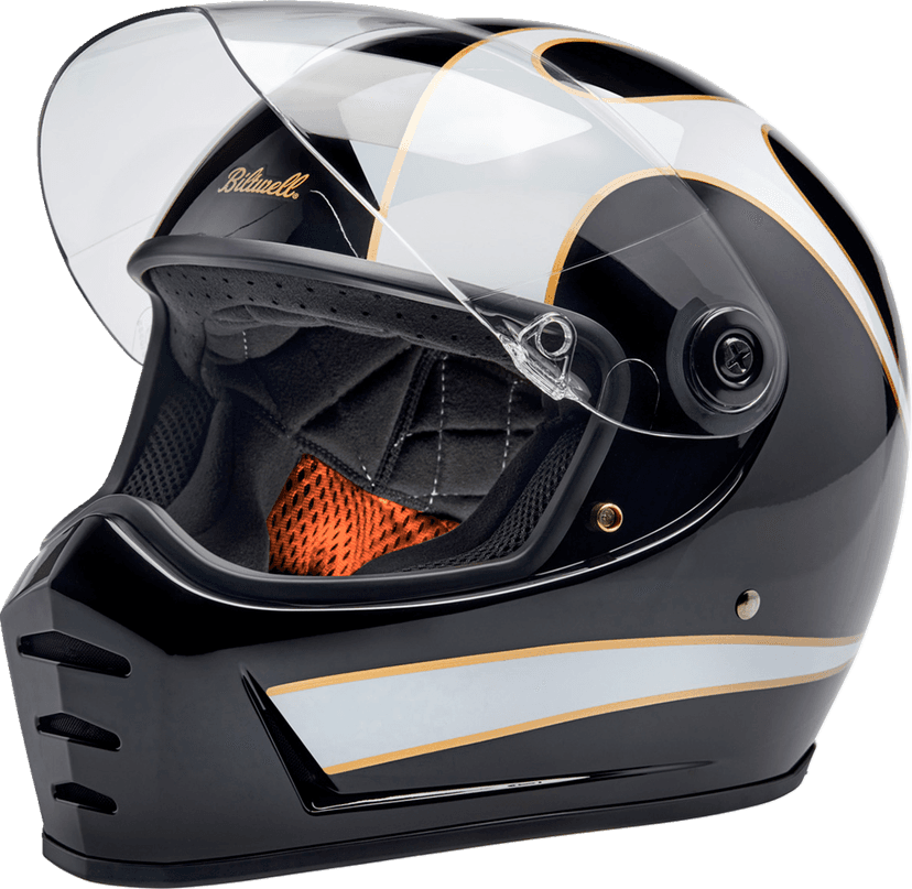 BILTWELL 0101-16731 Lane Splitter Helmet - Gloss Black/White Flames - Large — image 2 of 9