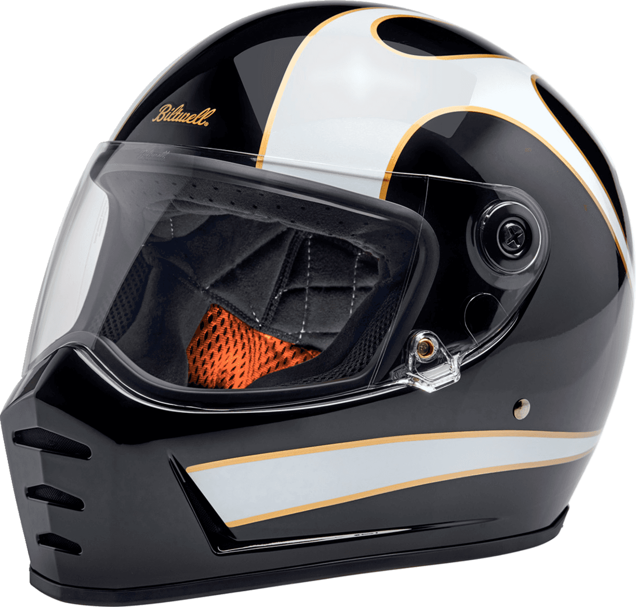 BILTWELL 0101-16731 Lane Splitter Helmet - Gloss Black/White Flames - Large