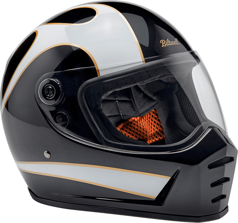 BILTWELL 0101-16731 Lane Splitter Helmet - Gloss Black/White Flames - Large — image 4 of 9