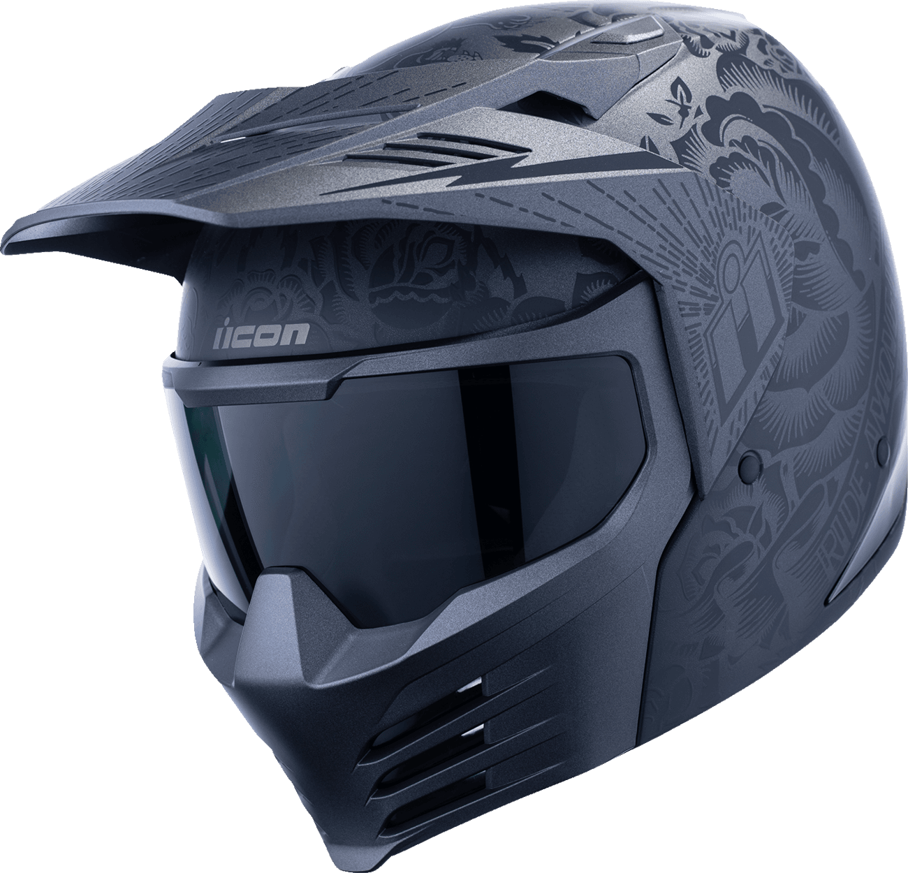 ICON 0101-18344 Elsinore™ Helmet - Darkgard - Black - 3XL