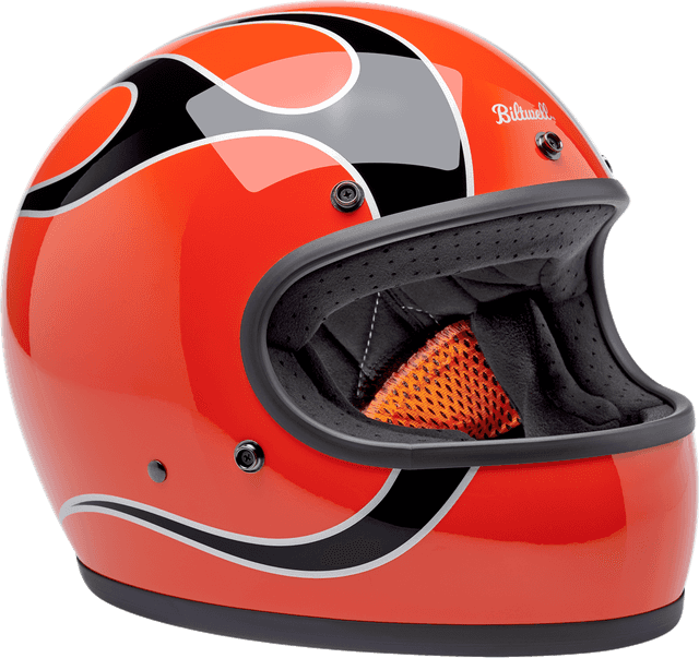BILTWELL 0101-18368 Gringo Helmet - Flames - Competition Orange - XS — image 3 of 6