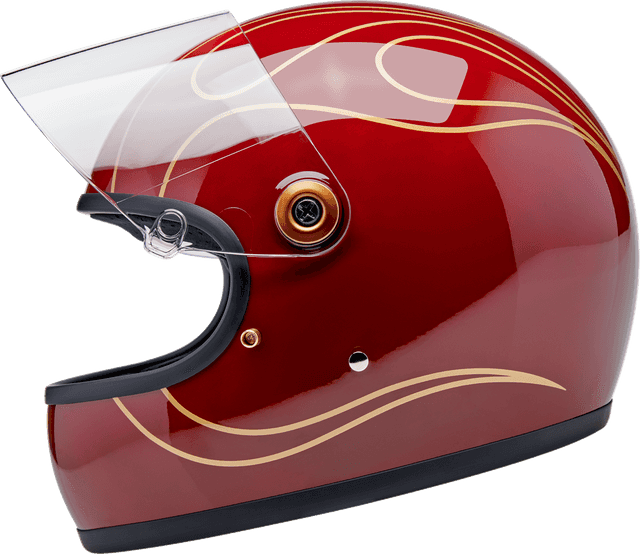 BILTWELL 0101-18376 Gringo S Helmet - Flames - Gloss Garnet Red - Medium — image 10 of 10