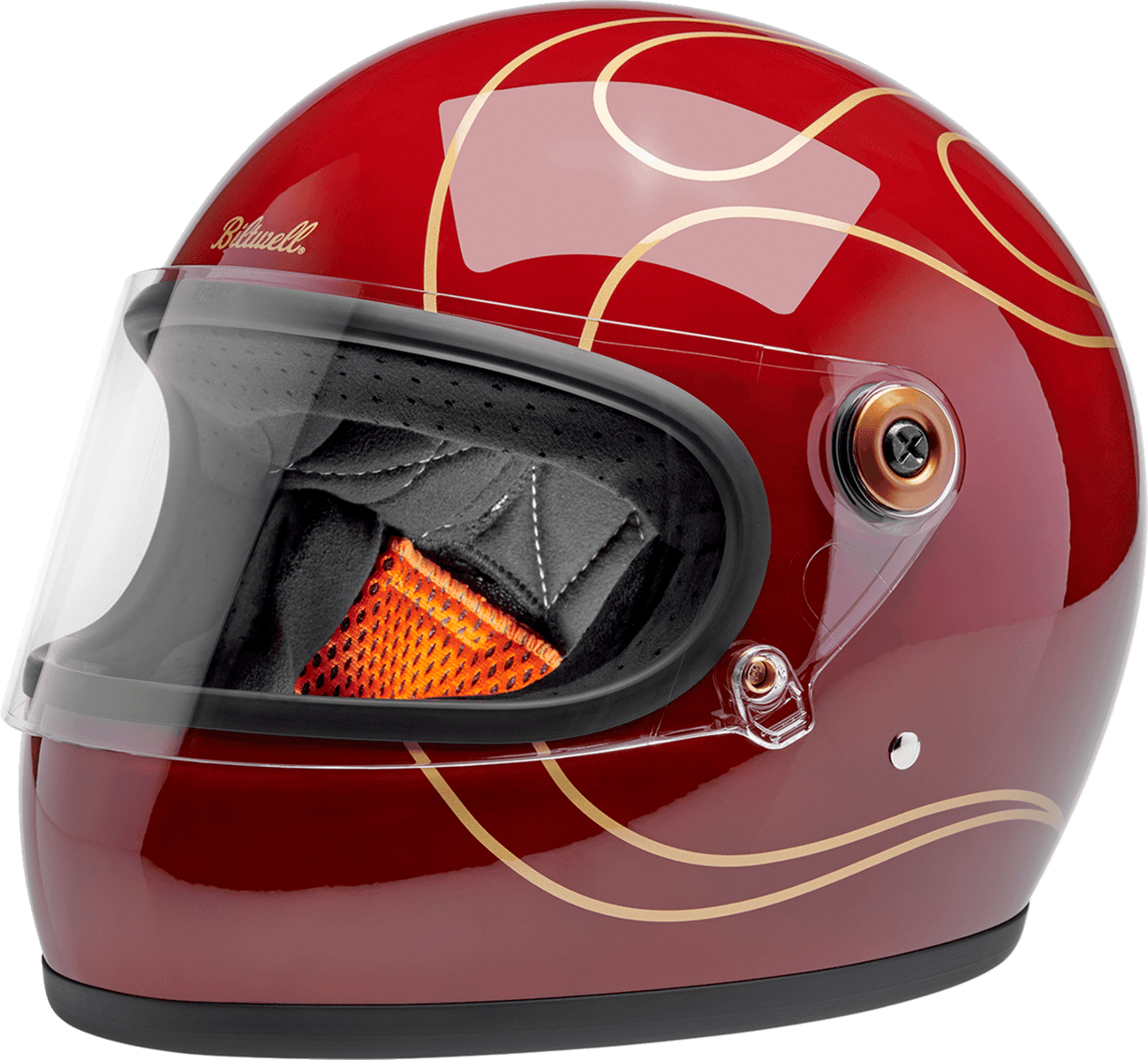 BILTWELL 0101-18377 Gringo S Helmet - Flames - Gloss Garnet Red - Large