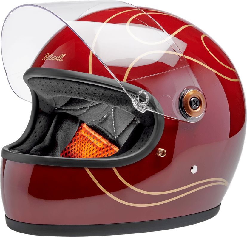 BILTWELL 0101-18377 Gringo S Helmet - Flames - Gloss Garnet Red - Large — image 4 of 10