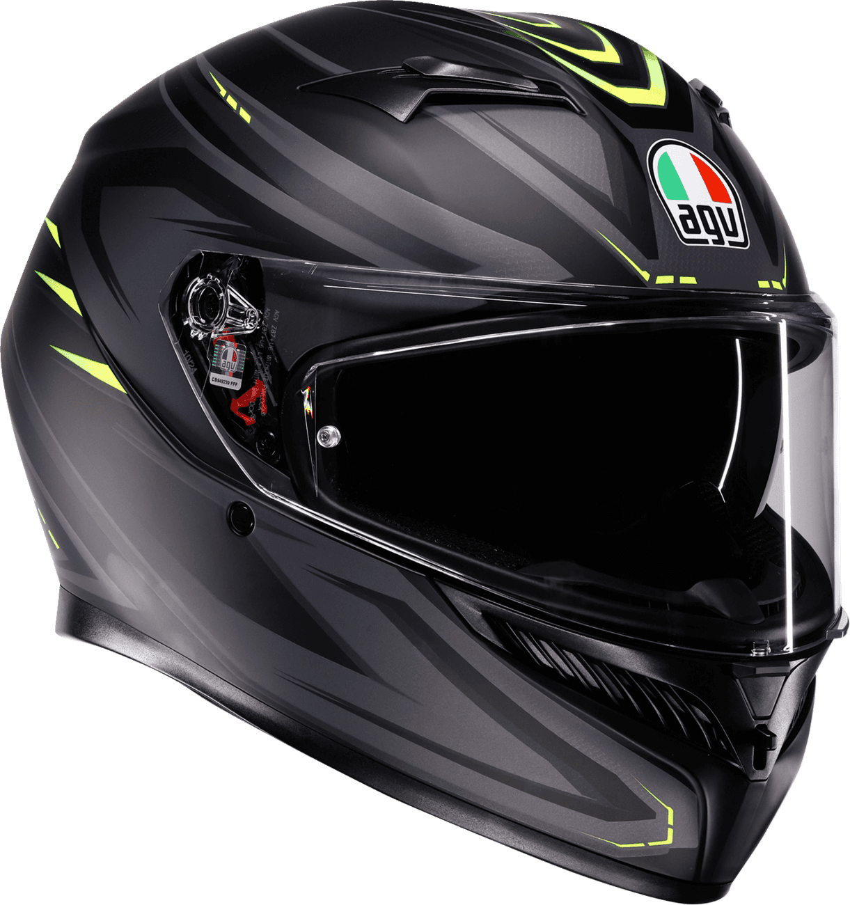 AGV 0101-19226 K3 Helmet - Syth - Matte Black/Yellow Fluo - XL