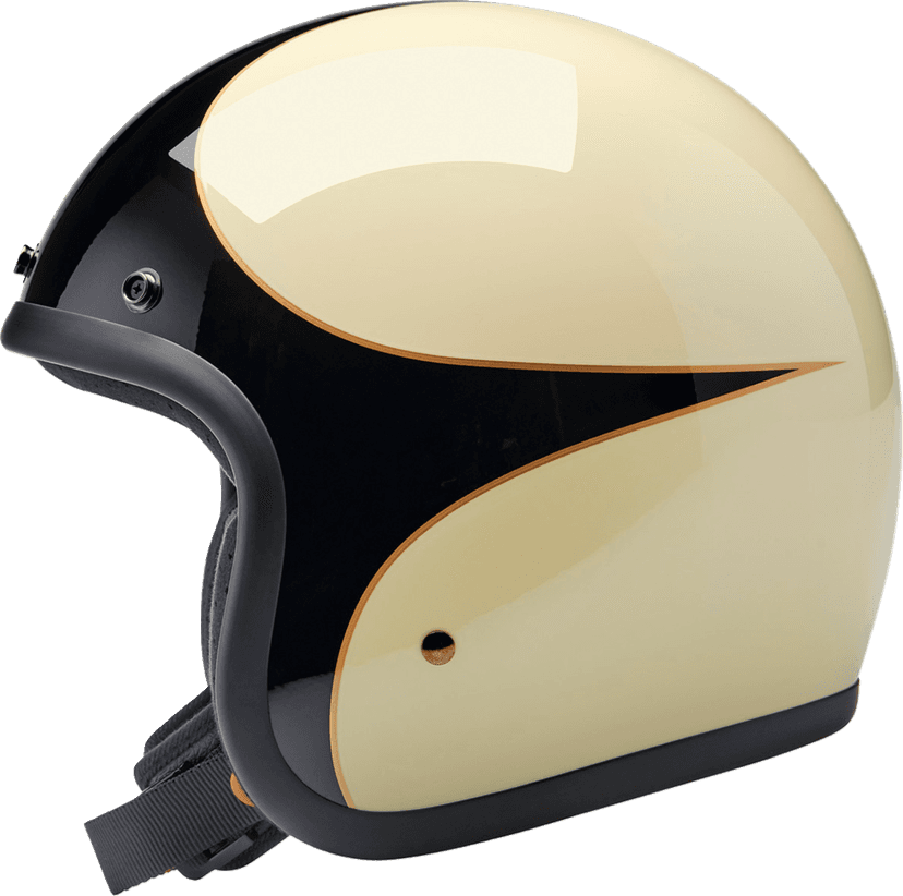 BILTWELL 0104-3170 Bonanza Helmet - Gloss Vintage White/Black Scallop - Small — image 2 of 6