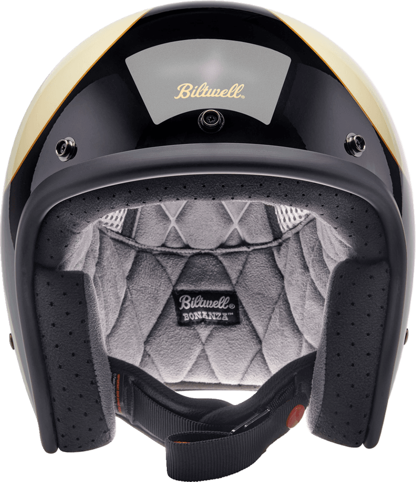 BILTWELL 0104-3170 Bonanza Helmet - Gloss Vintage White/Black Scallop - Small — image 6 of 6