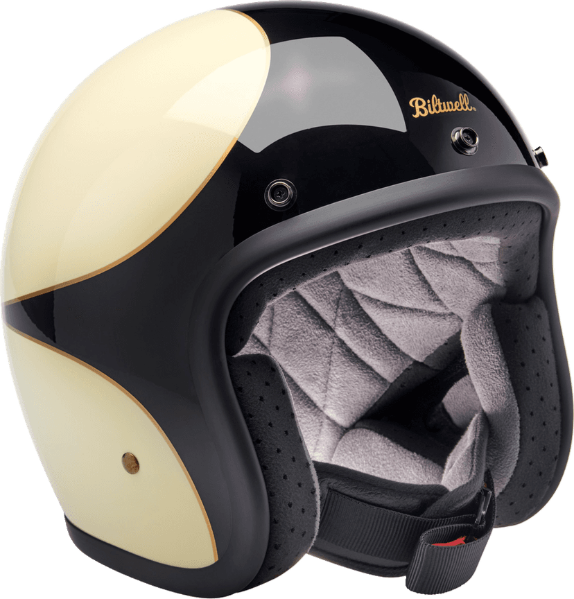 BILTWELL 0104-3170 Bonanza Helmet - Gloss Vintage White/Black Scallop - Small — image 5 of 6
