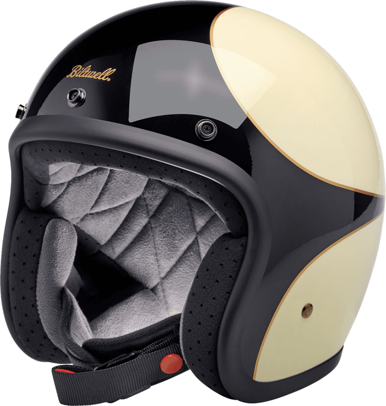 BILTWELL 0104-3170 Bonanza Helmet - Gloss Vintage White/Black Scallop - Small