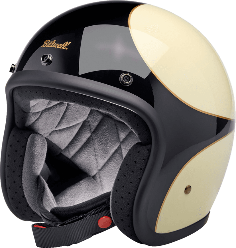 BILTWELL 0104-3170 Bonanza Helmet - Gloss Vintage White/Black Scallop - Small — image 1 of 6