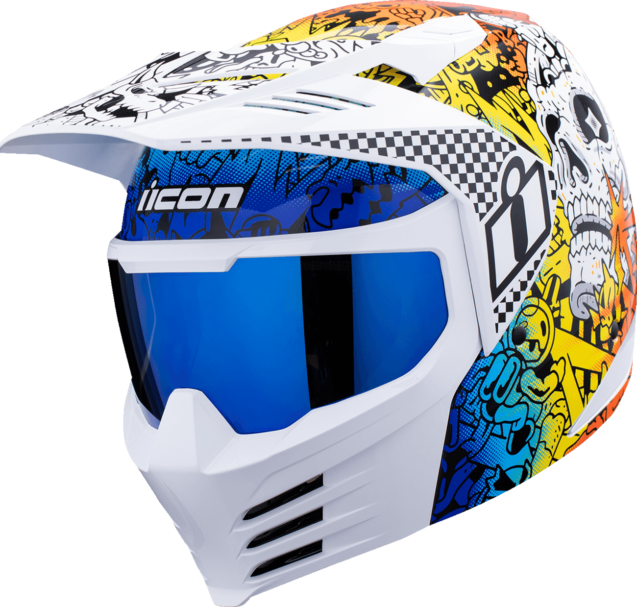 ICON 0104-3442 Elsinore™ Helmet - Doodle 3 - White - 2XL