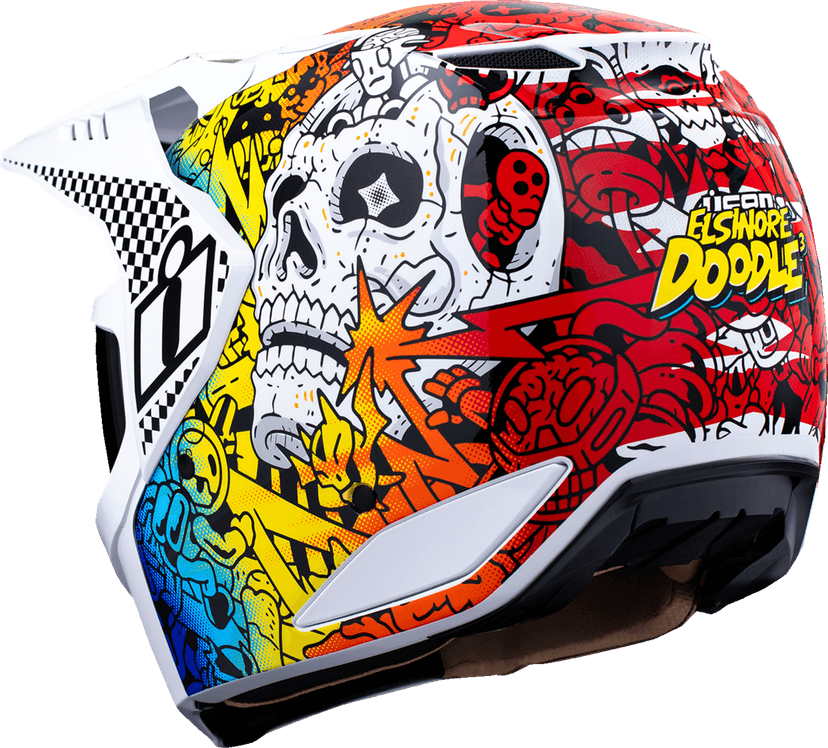 ICON 0104-3442 Elsinore™ Helmet - Doodle 3 - White - 2XL — image 3 of 8