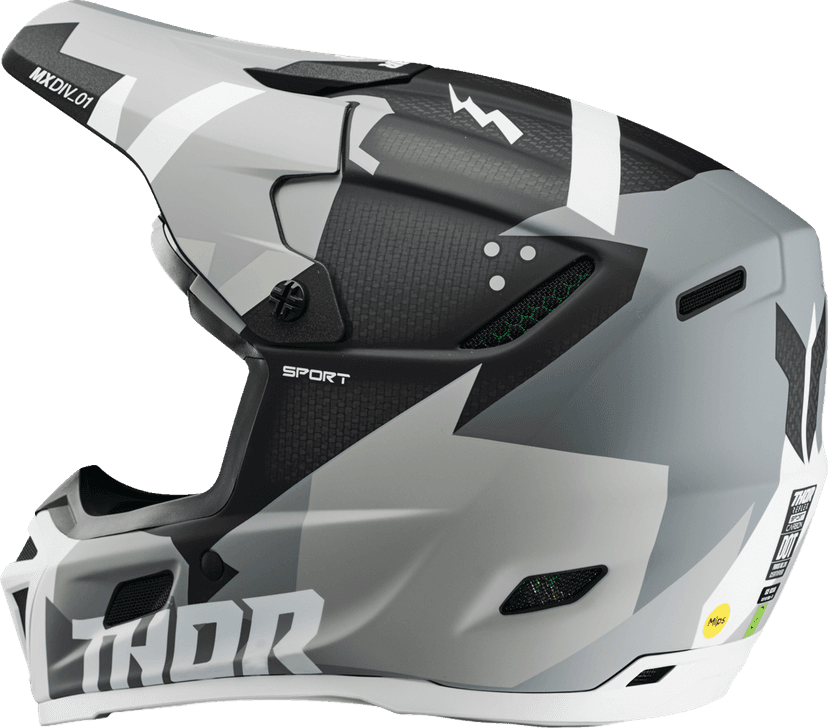 THOR 0110-8760 Reflex Sport Carbon Helmet - Brave - MIPS® - Gray/White - Large — image 2 of 4