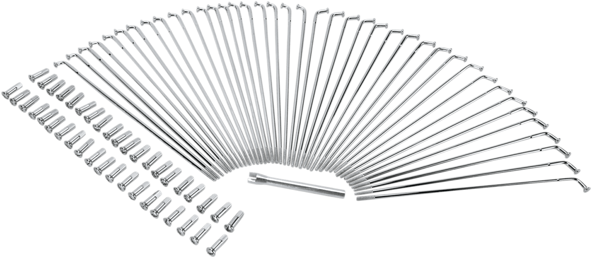 DRAG SPECIALTIES 0211-0121 Spoke Set - Drop Center - Front - Chrome - 21"