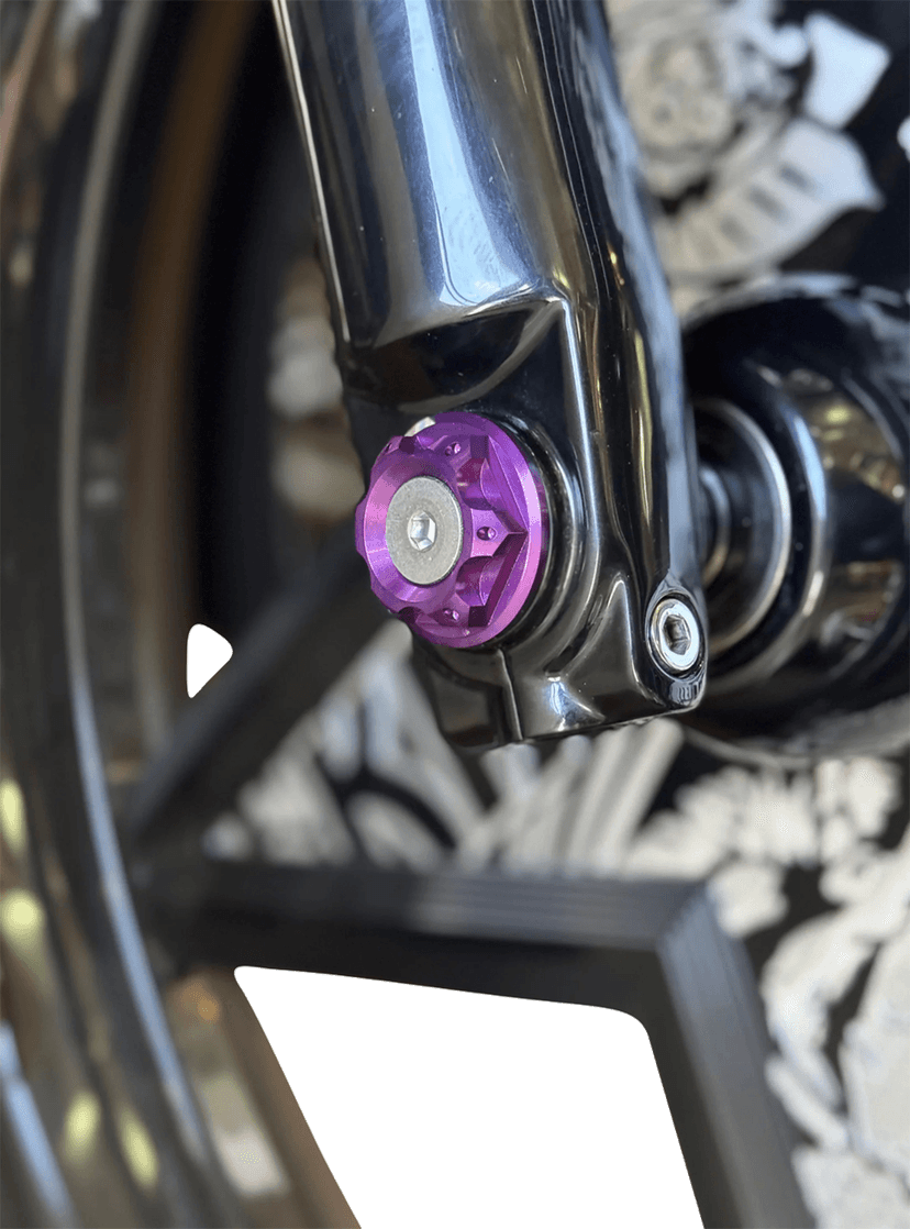 PAUL YAFFE BAGGER NATION 02143303 Y-Axle with Turret Style Axle Cover Kit - Custom - Front - Purple - 1" — image 2 of 2