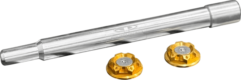 PAUL YAFFE BAGGER NATION 02143308 Y-Axle with Turret Style Axle Cover Kit - Custom - Front - Gold - 25 mm — image 1 of 2