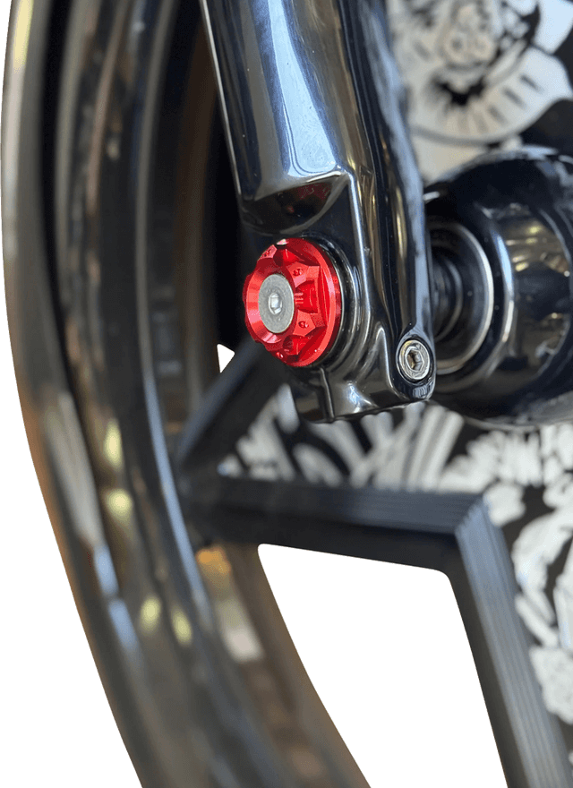 PAUL YAFFE BAGGER NATION 02143312 Y-Axle with Turret Style Axle Cover Kit - Custom - Front - Red - 25 mm — image 2 of 2