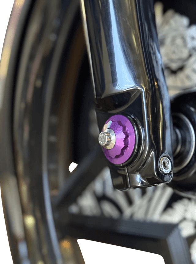 PAUL YAFFE BAGGER NATION 02143319 Y-Axle with 12 Point Style Axle Cover Kit - Custom - Front - Purple - 1" — image 2 of 2