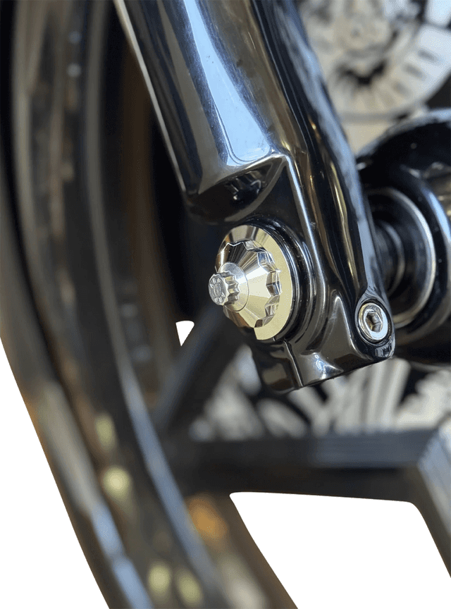 PAUL YAFFE BAGGER NATION 02143323 Y-Axle with 12 Point Style Axle Cover Kit - Custom - Front - Chrome - 25 mm — image 2 of 2
