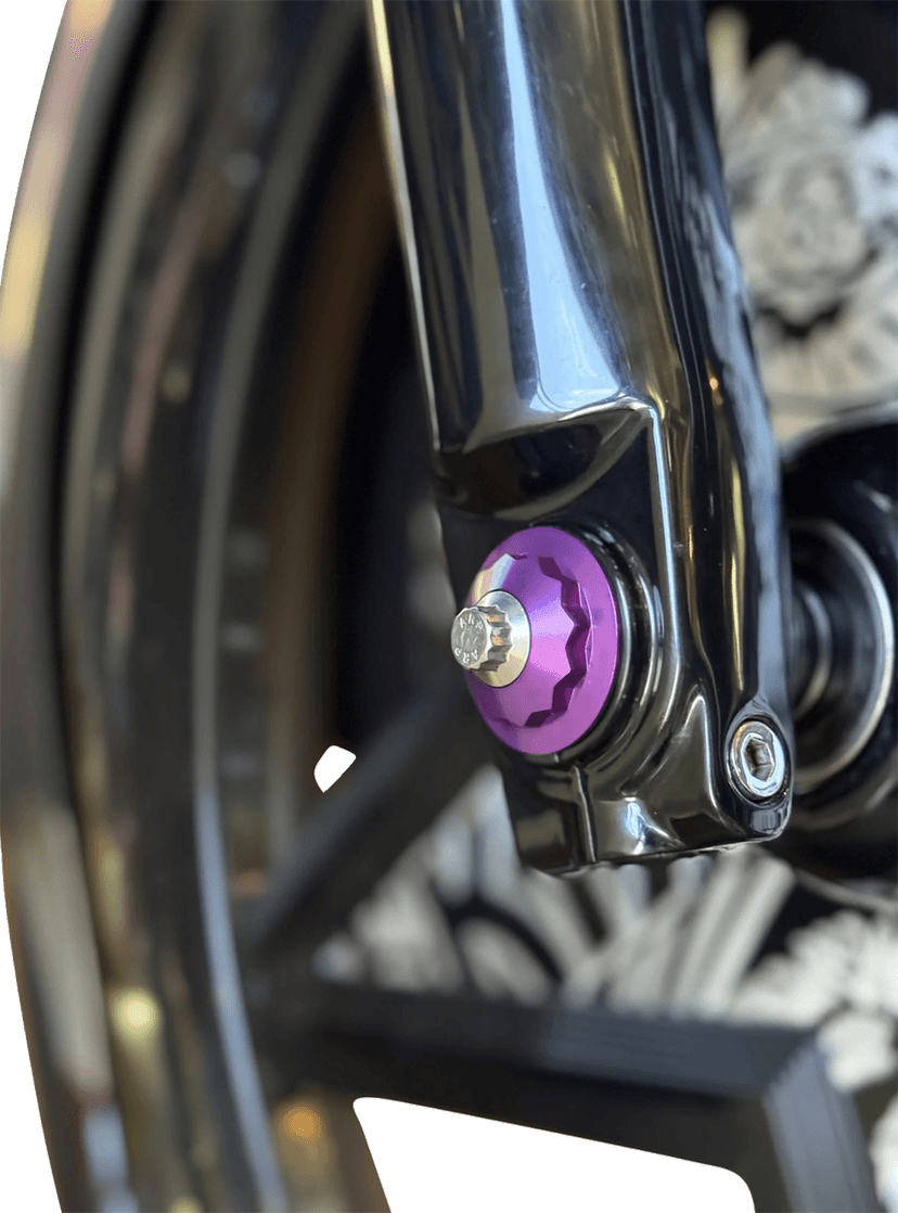 PAUL YAFFE BAGGER NATION 02143327 Y-Axle with 12 Point Style Axle Cover Kit - Custom - Front - Purple - 25 mm — image 2 of 2