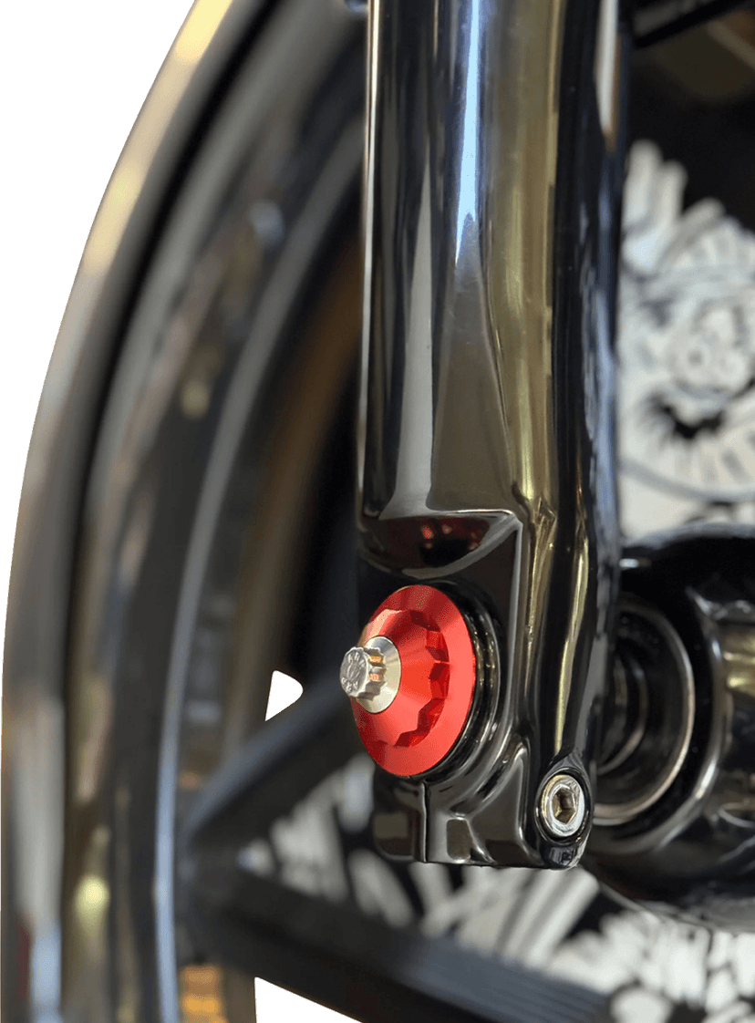 PAUL YAFFE BAGGER NATION 02143328 Y-Axle with 12 Point Style Axle Cover Kit - Custom - Front - Red - 25 mm — image 2 of 2