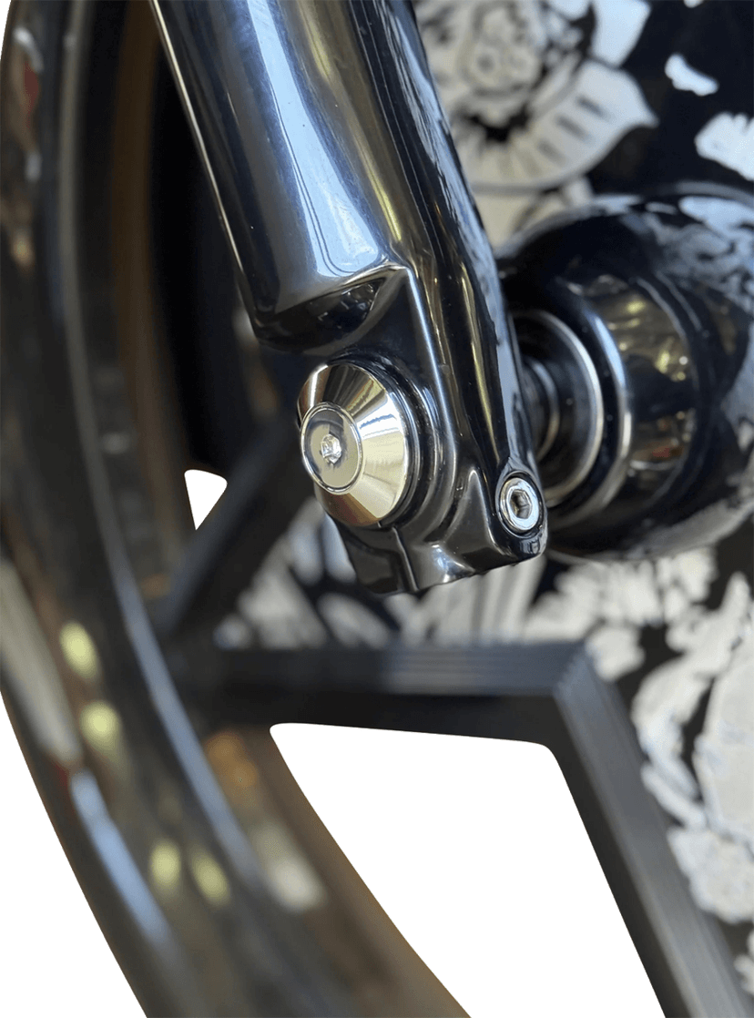PAUL YAFFE BAGGER NATION 02143330 Y-Axle with Smooth Style Axle Cover Kit - Custom - Front - Chrome - 1" — image 2 of 2