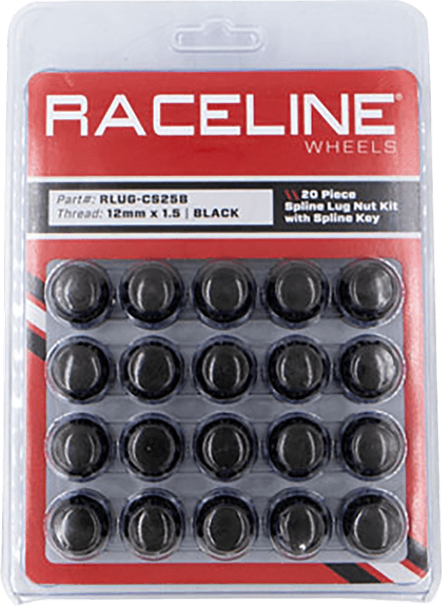 RACELINE WHEELS 0223-0271 Lug Nuts - Spline Socket - 12 mm x 1.5" - with Spline Key - Black - 20 Pack — image 3 of 3