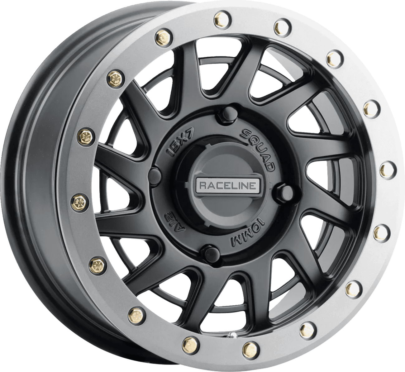 RACELINE WHEELS 0230-1414 Wheel - Squad - Front/Rear - Black/with Gunmetal Ring - 15x7 - 4/137 - 6+1 (+38 mm)
