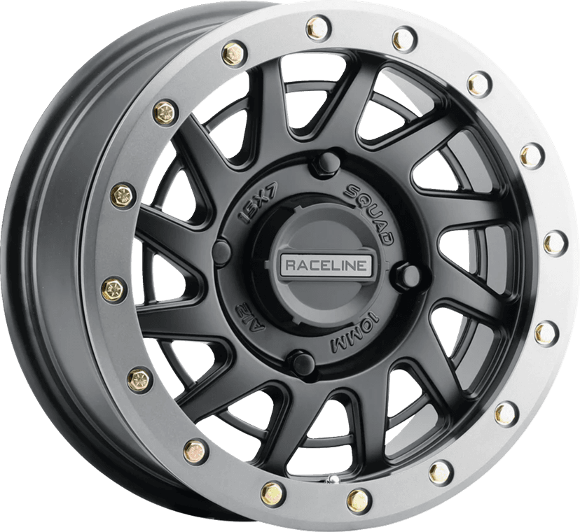 RACELINE WHEELS 0230-1414 Wheel - Squad - Front/Rear - Black/with Gun Metal Gray Ring - 15x7 - 4/137 - 6+1 (+38 mm)