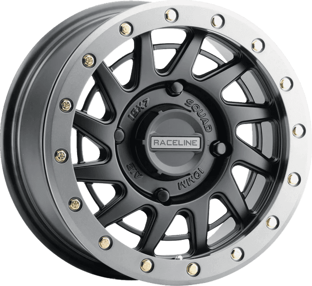 RACELINE WHEELS 0230-1416 Wheel - Squad - Front/Rear - Black/with Gunmetal Ring - 15x7 - 4/156 - 6+1 (+38 mm)