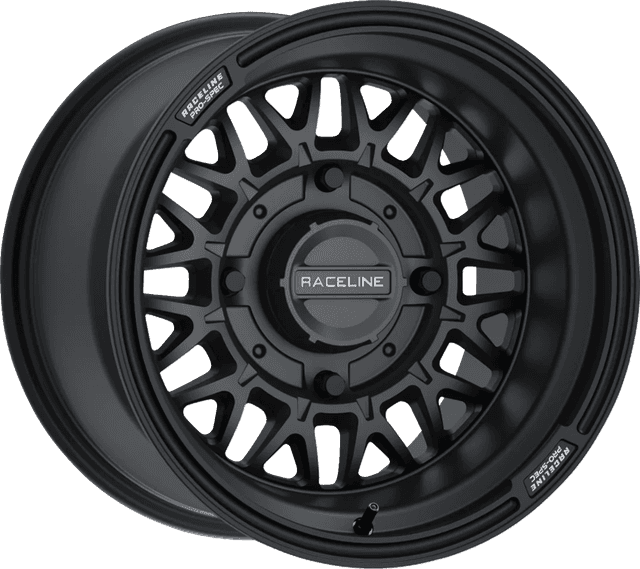 RACELINE WHEELS 0230-1423 Wheel - Omega - Rear - Black/Satin - 15x10 - 4/137 - 5+2