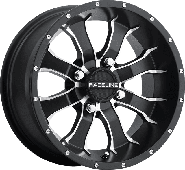 RACELINE WHEELS 0230-1457 Wheel - Mamba - Front/Rear - Black/Machined - 15x7 - 4/156 - 4+3