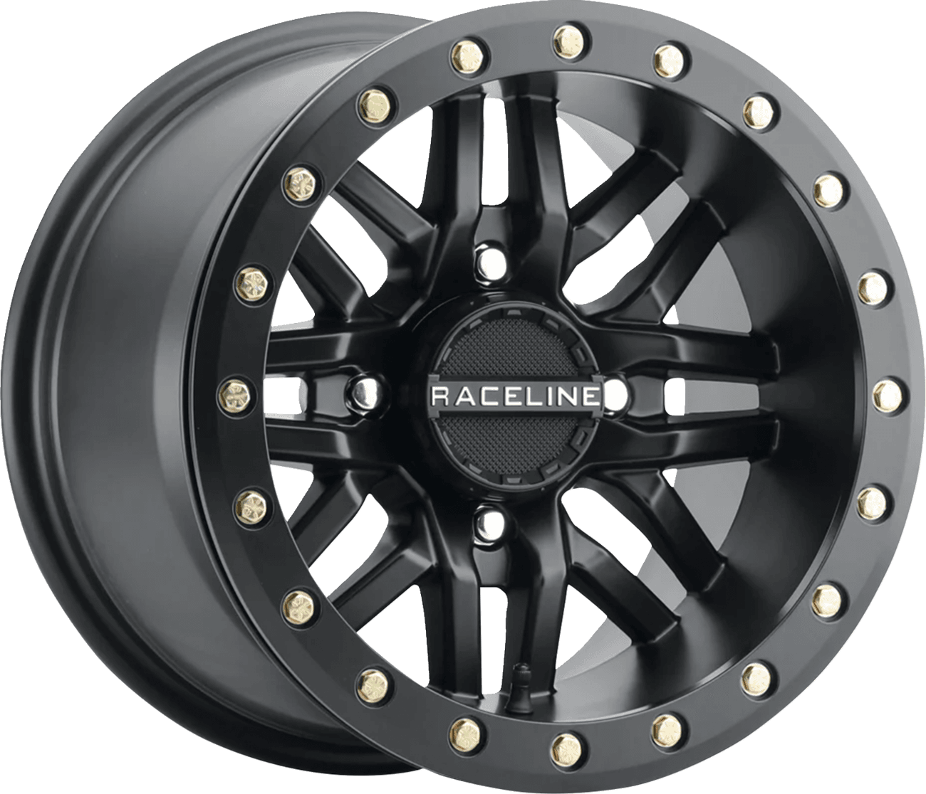 RACELINE WHEELS 0230-1461 Wheel - Ryno - Beadlock - Front/Rear - Black/with Black Ring - 14x7 - 4/156 - 5+2 (+10 mm)