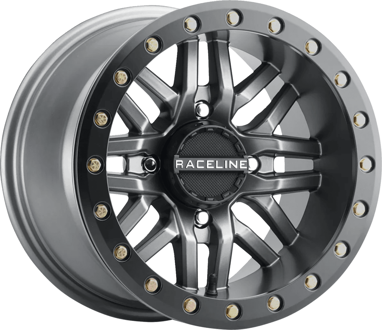 RACELINE WHEELS 0230-1470 Wheel - Ryno - Beadlock - Front/Rear - Gun Metal Gray/with Black Ring - 15x7 - 4/137 - 5+2